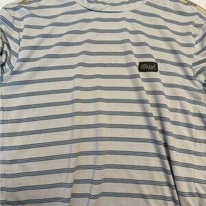 Southern Marsh Light Blue and Navy Striped Long Sleeve Tee
